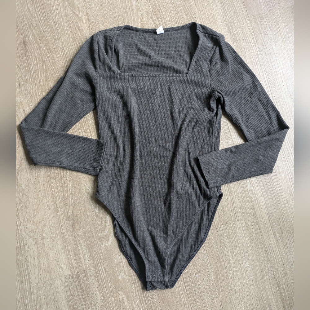 Grey Ribbed Bodysuit